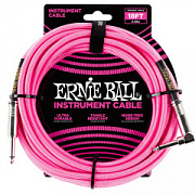 ERNIE BALL 6083 18' Braided Straight / Angle Instrument Cable - Neon Pink